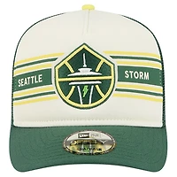 Casquette de camionneur ajustable unisexe New Era 9FIFTY Seattle Storm crème/verte avec bannière en mousse sur le devant