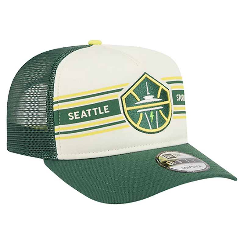 Unisex New Era  Cream/Green Seattle Storm Banner Foam Front 9FIFTY A-Frame Adjustable Trucker Hat