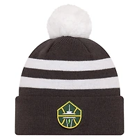 Bonnet unisexe en tricot à revers Seattle Storm Core gris New Era avec pompon