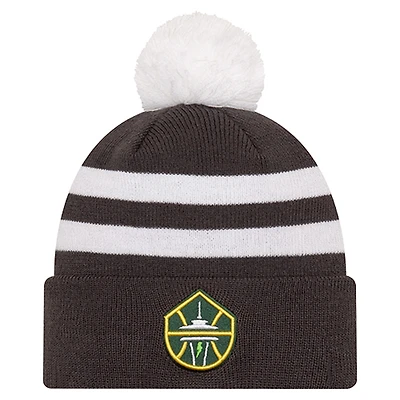 Unisex New Era Gray Seattle Storm Core Cuffed Knit Hat with Pom