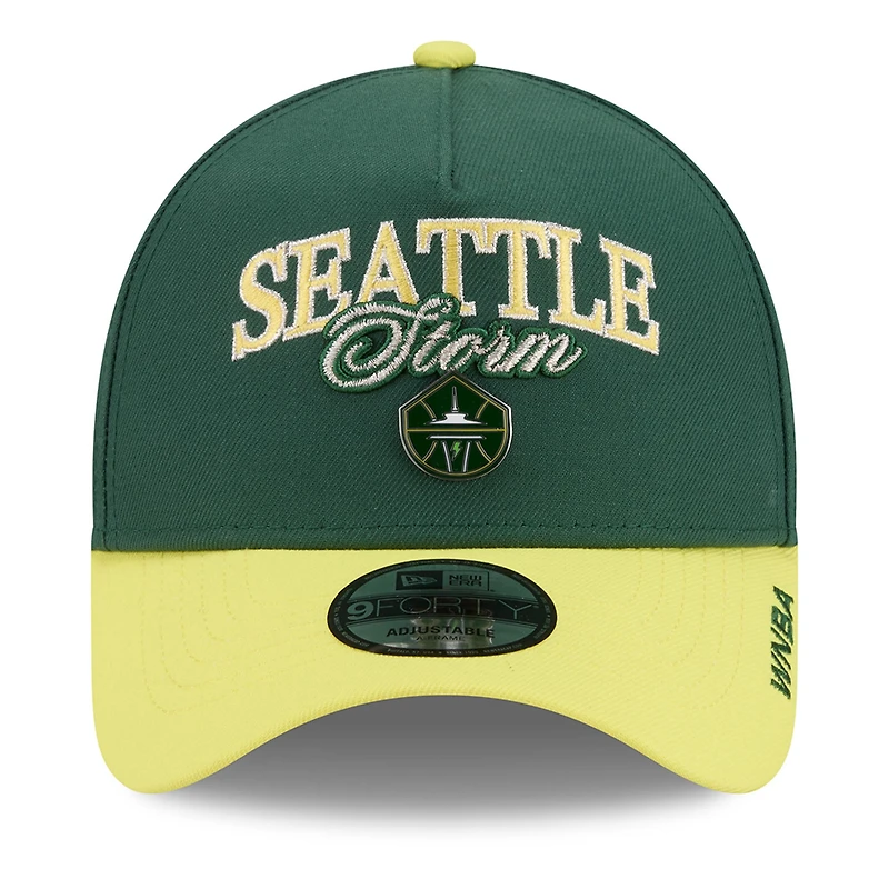 Unisex New Era Green/Yellow Seattle Storm WNBA Tip-Off 2026 Metal Badge A-Frame 9FORTY Adjustable Hat