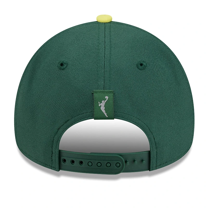 Casquette unisexe New Era verte et jaune Seattle Storm WNBA Tip-Off 2026 avec écusson en métal et monture en A - Modèle 9FORTY ajustable