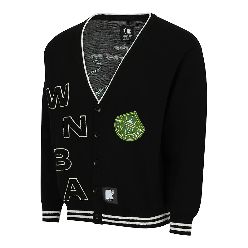 Cardigan unisexe round21 noir Seattle Storm Campus Fit à boutons complets