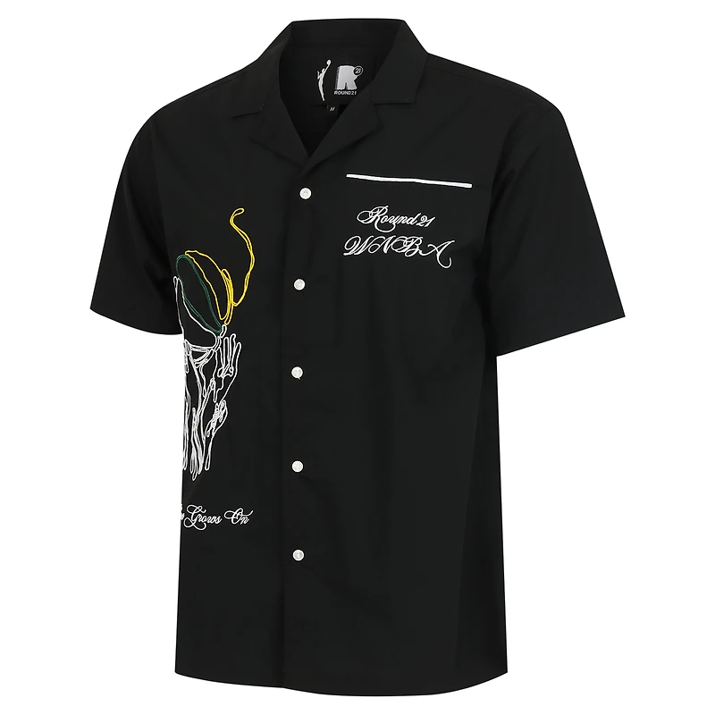 T-shirt de bowling unisexe noir à boutons ronds 21 Seattle Storm Lucky Strike