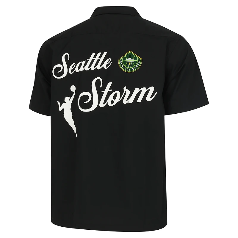 T-shirt de bowling unisexe noir à boutons ronds 21 Seattle Storm Lucky Strike