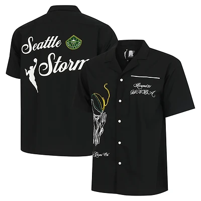 T-shirt de bowling unisexe noir à boutons ronds 21 Seattle Storm Lucky Strike