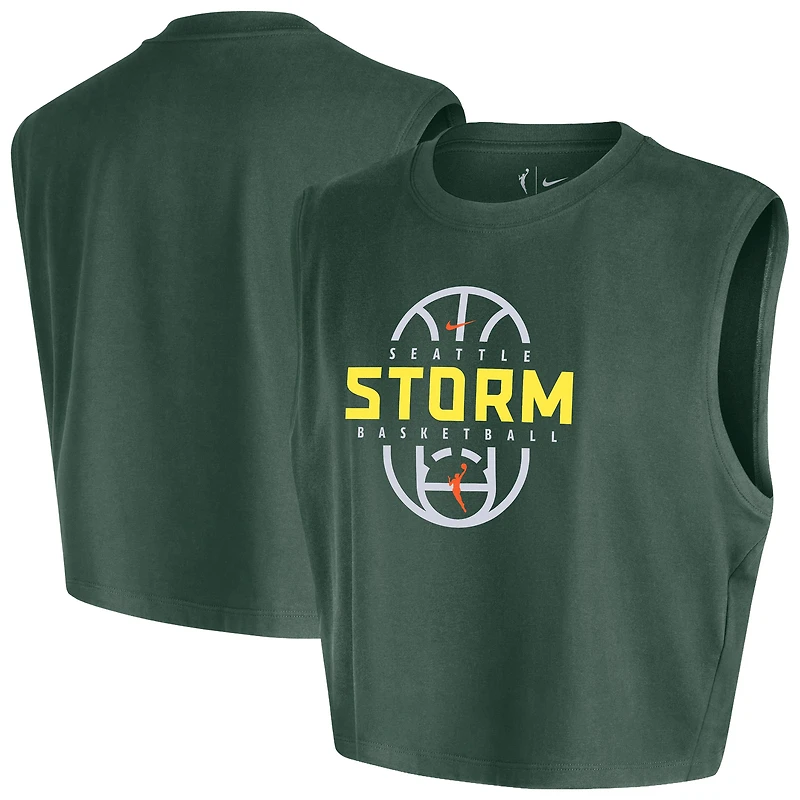 Women's Nike Green Seattle Storm 2026 Authentic On-Court Sleeveless Cropped T-Shirt