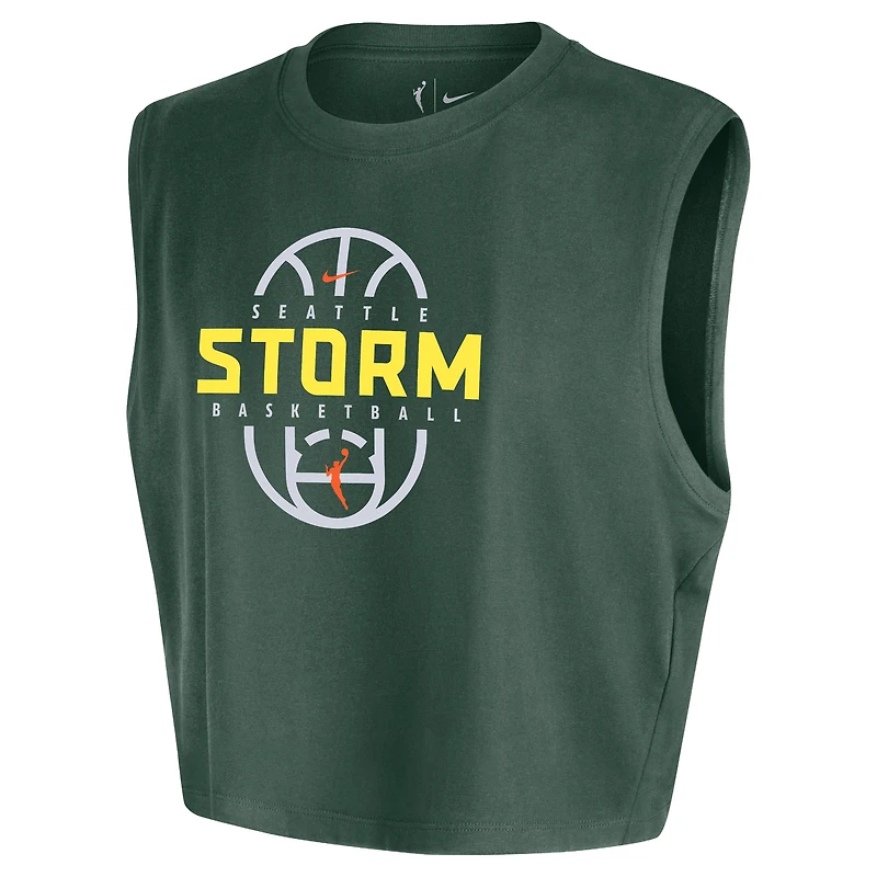 Women's Nike Green Seattle Storm 2026 Authentic On-Court Sleeveless Cropped T-Shirt