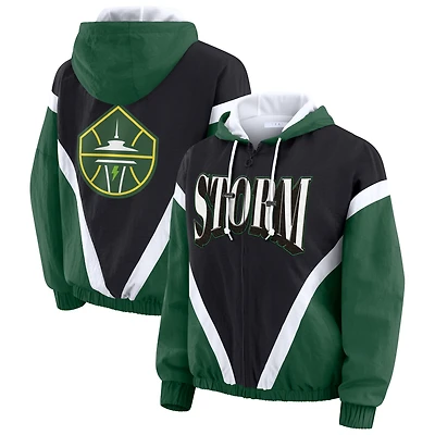 Veste coupe-vent à capuche entièrement zippée et colorblock Seattle Storm verte/noire pour femme par Erin Andrews