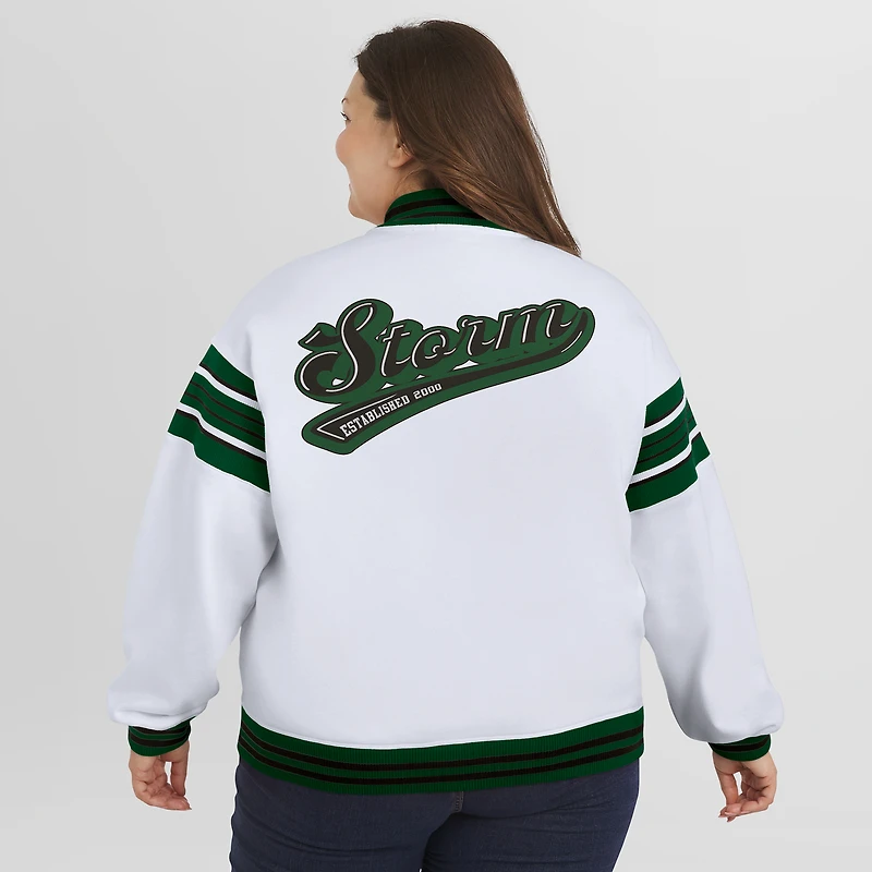 Veste sweat-shirt en polaire à boutons-pression WNBA blanche/verte WEAR by Erin Andrews pour femme