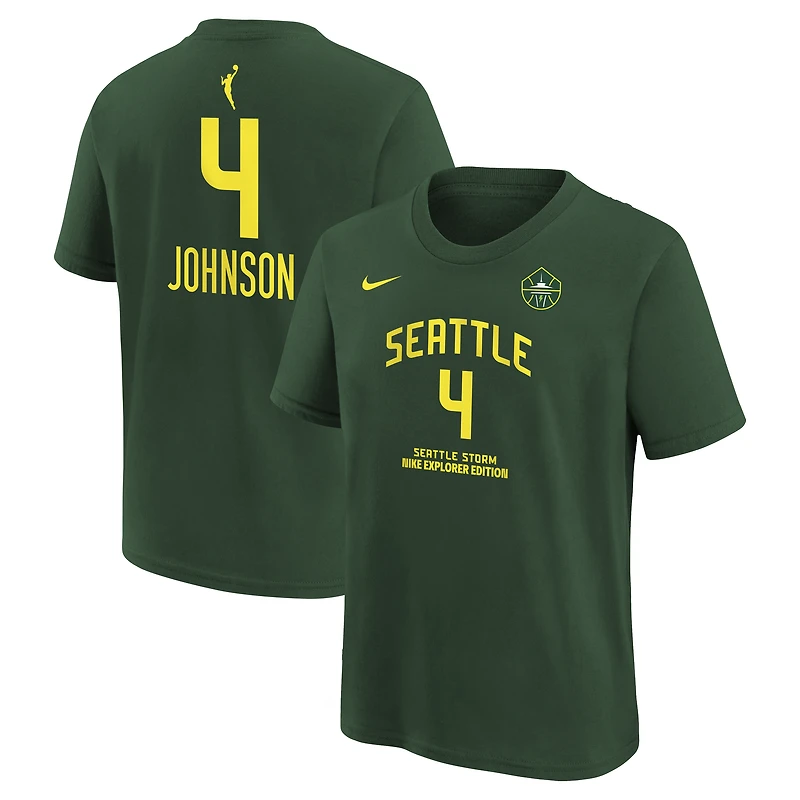 T-shirt Nike enfant Flau'jae Johnson vert Seattle Storm Explorer Edition avec nom et numéro