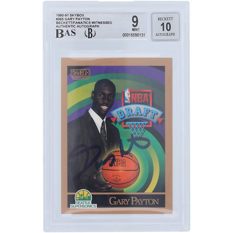 Gary Payton Seattle SuperSonics Autographed 1990-91 Skybox #365 Beckett Fanatics Witnessed Authenticated 9/10 Rookie Card 