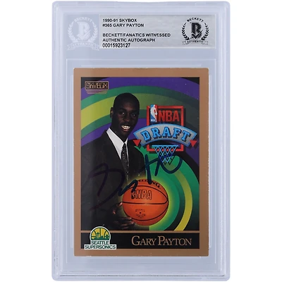 Gary Payton Seattle SuperSonics Autographed 1990-91 Skybox Series 1 #365 Beckett Fanatics Witnessed Authenticated Rookie Card