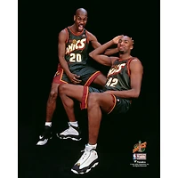 Gary Payton Seattle SuperSonics Unsigned Hardwood Classics 1998 All-Star Game Portrait With Vin Baker Photograph