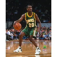 Gary Payton Seattle SuperSonics Unsigned Hardwood Classics Dribbling 1970's Throwback Uniform Photograph
