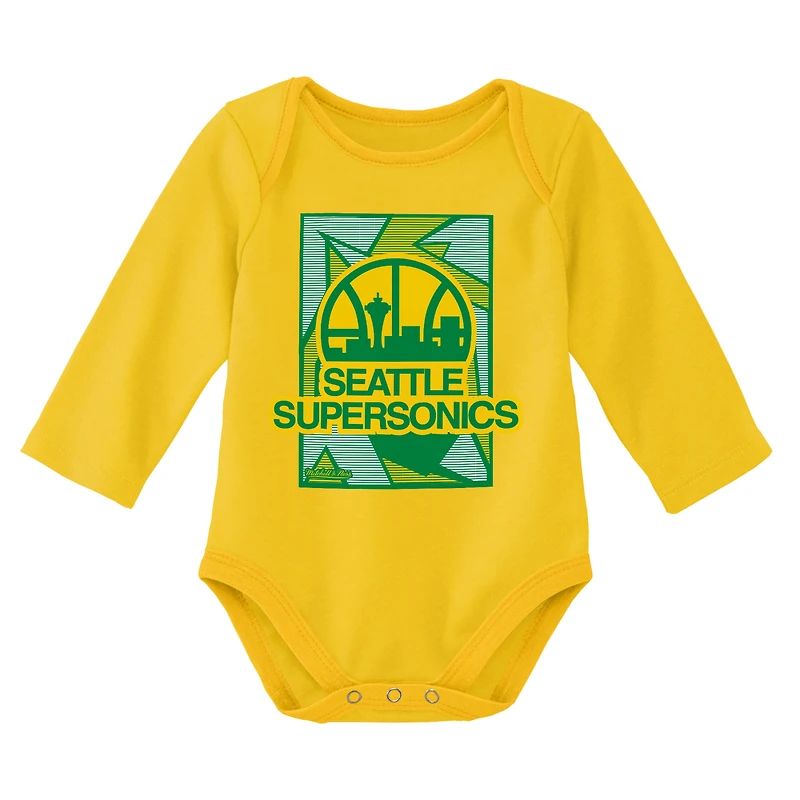 OST SEASUP YLLW GREEN INFANT M&N HWC SS & LS CREEPER AND BEANIE SET INFGIFPCK