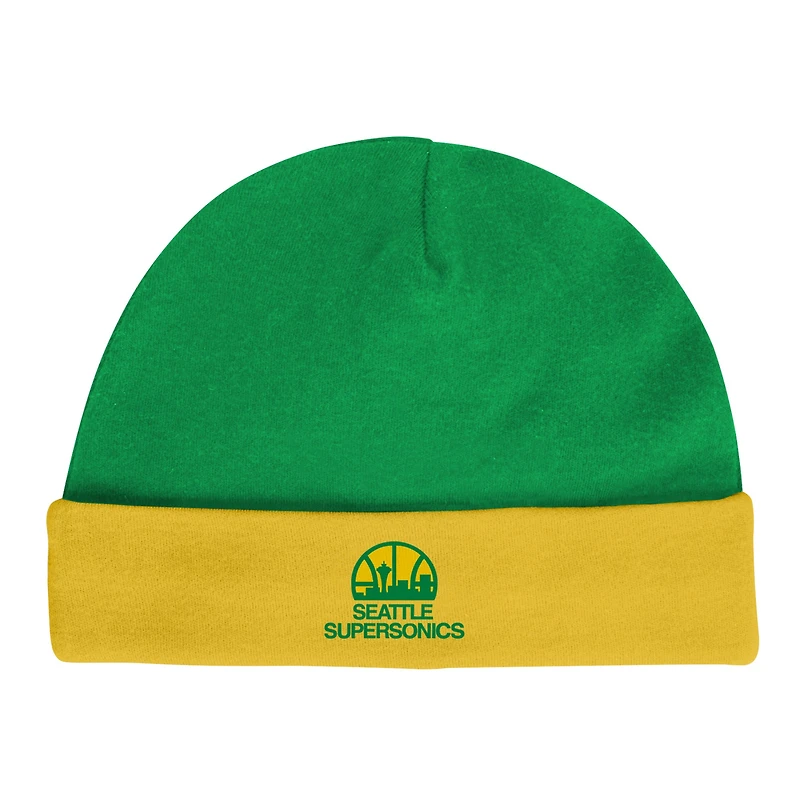 OST SEASUP YLLW GREEN INFANT M&N HWC SS & LS CREEPER AND BEANIE SET INFGIFPCK