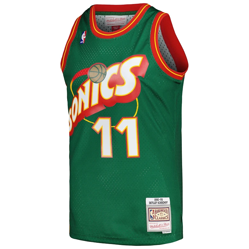 Men's Mitchell & Ness Detlef Schrempf Green Seattle SuperSonics  1995/96 Hardwood Classics Swingman Jersey