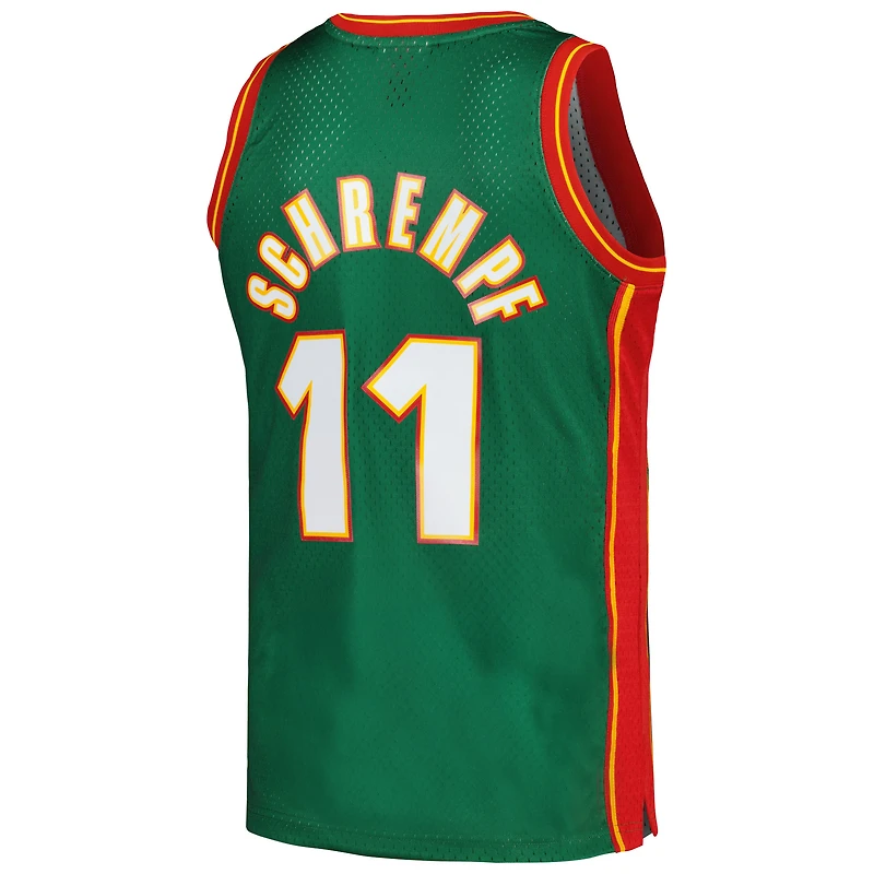 Men's Mitchell & Ness Detlef Schrempf Green Seattle SuperSonics  1995/96 Hardwood Classics Swingman Jersey