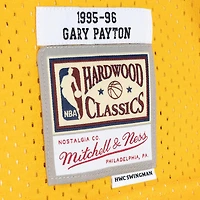Men's Mitchell & Ness Gary Payton Green/Gold Seattle SuperSonics Hardwood Classics 1995/96 Split Swingman Jersey