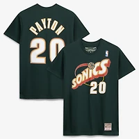 Men's Mitchell & Ness Gary Payton Green Seattle SuperSonics Hardwood Classics Stitch Name Number T-Shirt