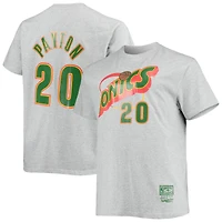 T-shirt avec nom et numéro Mitchell & Ness Gary Payton gris chiné Seattle SuperSonics Big Tall Hardwood Classics pour homme