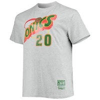 T-shirt avec nom et numéro Mitchell & Ness Gary Payton gris chiné Seattle SuperSonics Big Tall Hardwood Classics pour homme