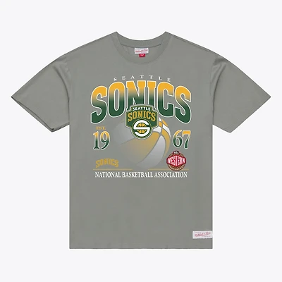 T-shirt graphique Mitchell & Ness gris Seattle SuperSonics pour homme