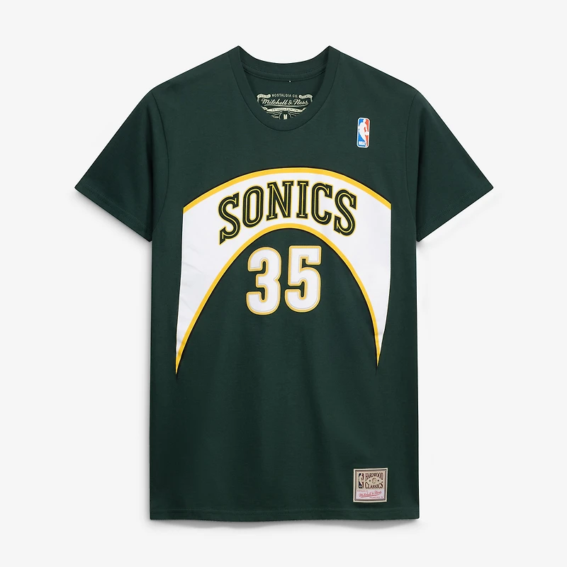T-shirt Mitchell & Ness Kevin Durant vert Seattle SuperSonics Hardwood Classics pour homme, avec nom et numéro brodés
