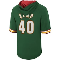 Sweat à capuche manches courtes pour hommes Mitchell & Ness Shawn Kemp vert Seattle SuperSonics Mesh Hardwood Classics nom et numéro