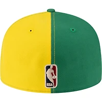 Men's New Era  Gold/Green Seattle SuperSonics 80s Throwback Pinwheel 59FIFTY Fitted Hat