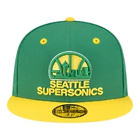 Men's New Era  Green/Gold Seattle SuperSonics 80s Throwback 59FIFTY Fitted Hat