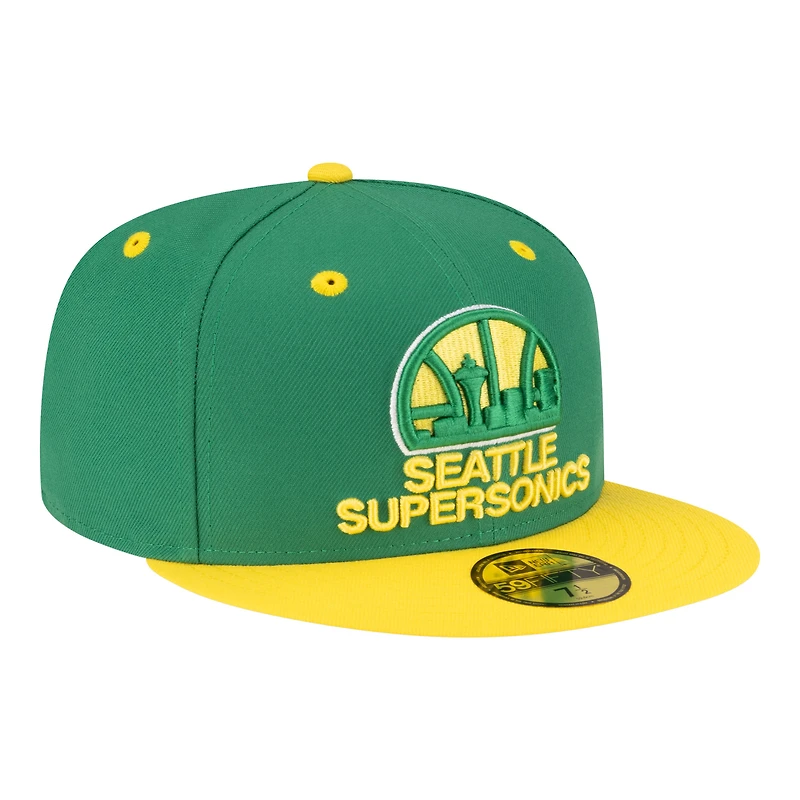 Men's New Era Green/Gold Seattle SuperSonics 80s Throwback 59FIFTY Fitted Hat