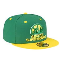 Men's New Era  Green/Gold Seattle SuperSonics 80s Throwback 59FIFTY Fitted Hat