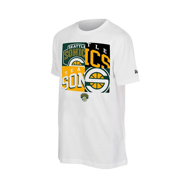 Men's New Era  White Seattle SuperSonics Block Logo T-Shirt