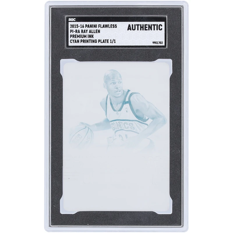 Ray Allen Seattle SuperSonics 2015-16 Panini Flawless Cyan Printing Plate #PI-RA #1/1 SGC Authenticated Auth Card