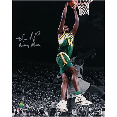 Shawn Kemp Seattle SuperSonics Autographed 16" x 20" Dunk vs. Portland Trailblazers Spotlight Photograph with "Reign Man" Inscription