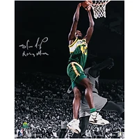 Shawn Kemp Seattle SuperSonics Autographed 16" x 20" Dunk vs. Portland Trailblazers Spotlight Photograph with "Reign Man" Inscription