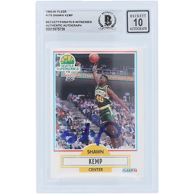 Shawn Kemp Seattle SuperSonics Autographed 1990-91 Fleer Series 1 #178 Beckett Fanatics Witnessed Authenticated 10 Rookie Card
