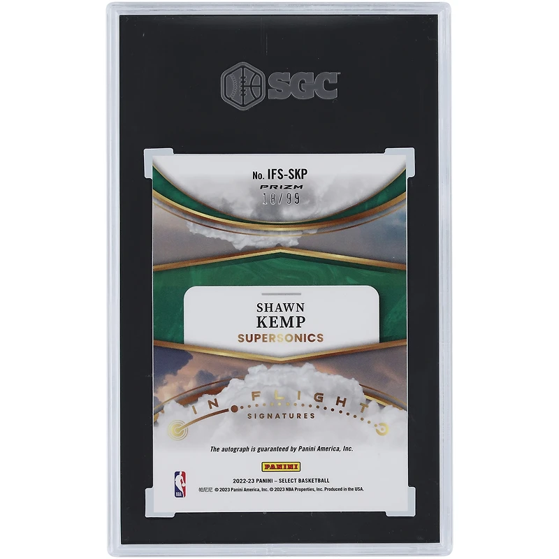 Shawn Kemp Seattle SuperSonics Autographed 2022-23 Panini Select In Flight #IFS-SKP #/199 SGC Authenticated 10/10 Card 