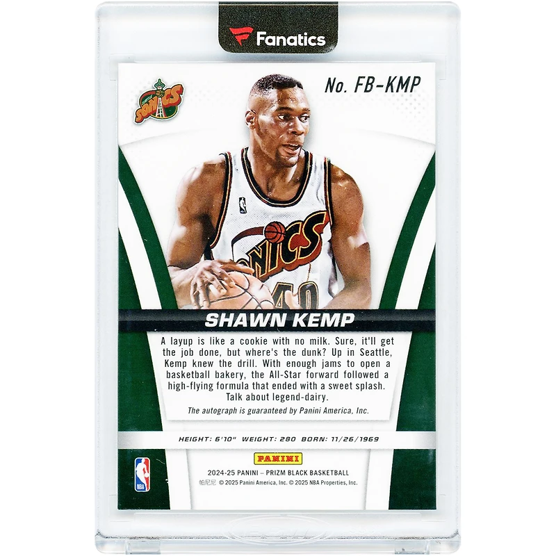 Shawn Kemp Seattle SuperSonics Autographed 2024-25 Panini Prizm #FB-KMP Card