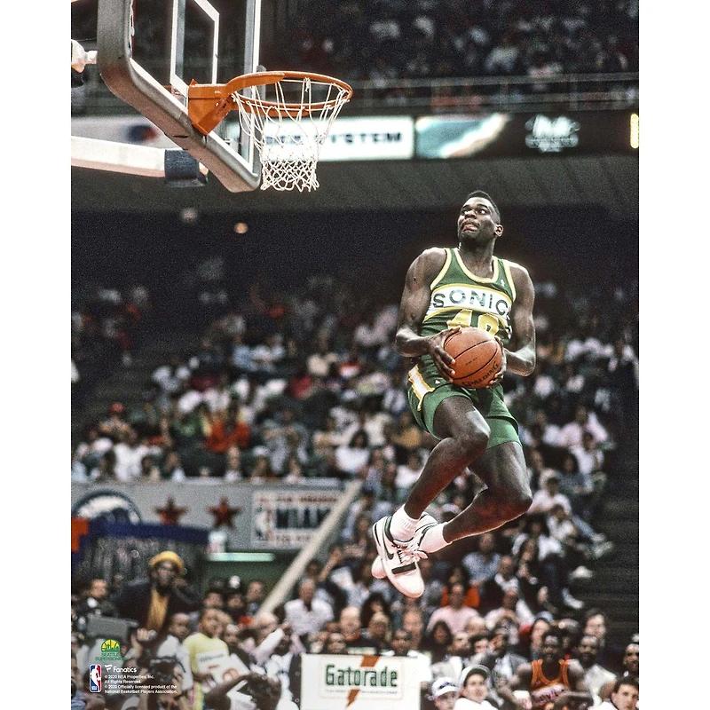 Shawn Kemp Seattle Supersonics Unsigned NBA-All-Star 1990 Slam Dunk Contest Sideways Photograph