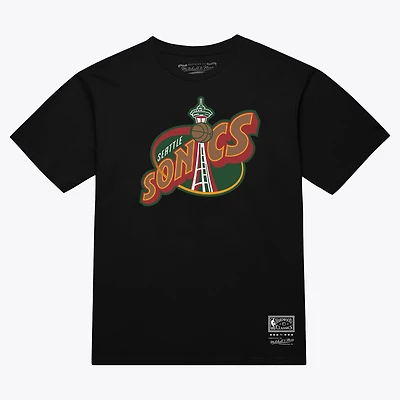 T-shirt unisexe Mitchell & Ness noir Seattle SuperSonics Hardwood Classics Arch