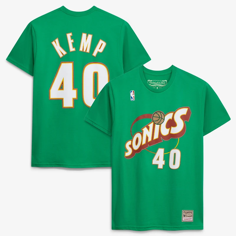 Unisex Mitchell & Ness Shawn Kemp Green Seattle SuperSonics Name Number T-Shirt
