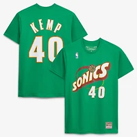 Unisex Mitchell & Ness Shawn Kemp Green Seattle SuperSonics Name Number T-Shirt