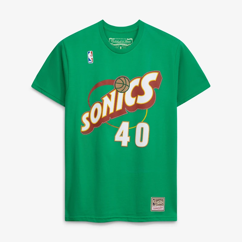 T-shirt unisexe Mitchell & Ness Shawn Kemp vert Seattle SuperSonics avec nom et numéro