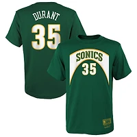 T-shirt Mitchell & Ness Kevin Durant vert Seattle SuperSonics Hardwood Classics pour jeunes, avec nom et numéro