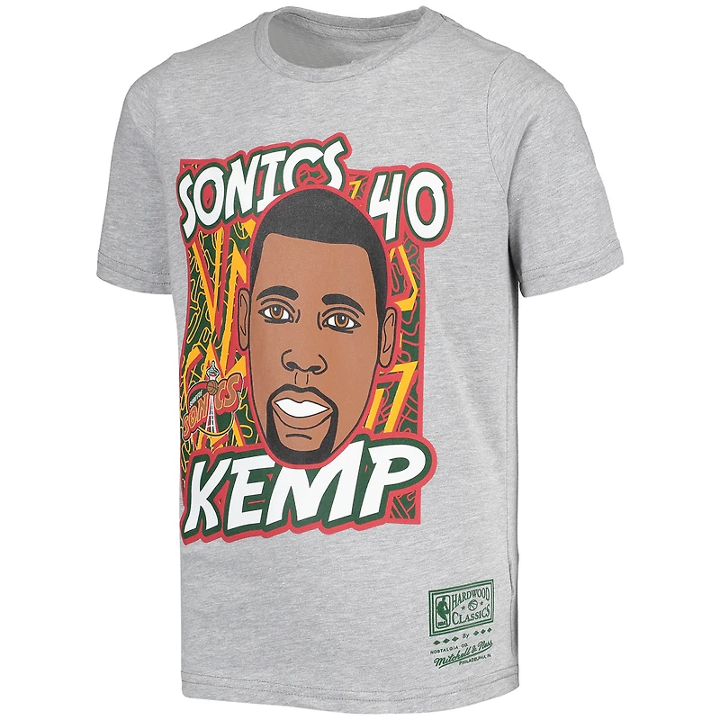 Mitchell & Ness Shawn Kemp Gris Seattle SuperSonics Hardwood Classics King of the Court Player T-shirt