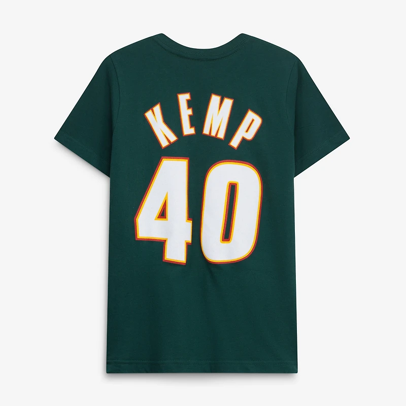 T-shirt enfant Shawn Kemp vert Seattle SuperSonics Hardwood Classics avec nom et numéro