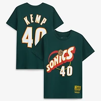 Youth Shawn Kemp Green Seattle SuperSonics Hardwood Classics Name & Number T-Shirt
